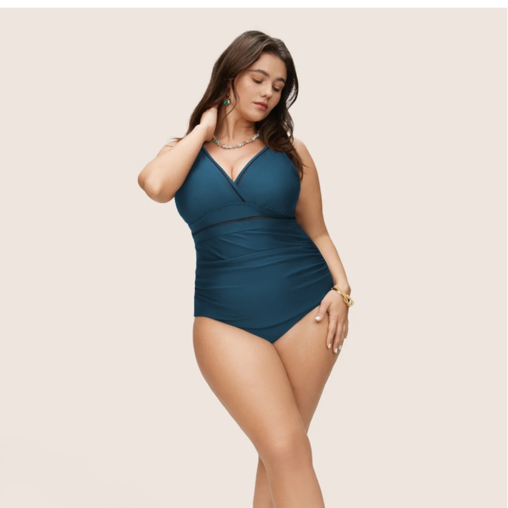 Bloomchic Cyan Solid Adjustable Straps Gathered O… - image 2